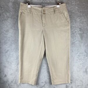 Ana A New Approach Pants Women's Size 16W Chino Crop Khaki Tan Stretch